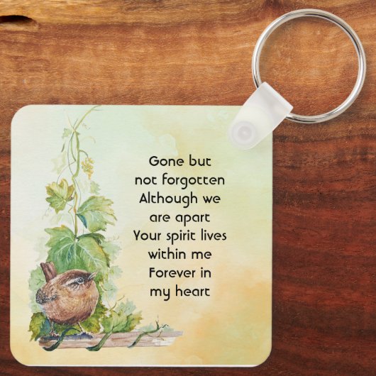 Wren Bird Vineyard Memorial Keepsake Sleutelhanger (Achterkant)