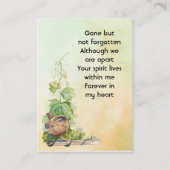  Wren Bird Vineyard Memorial Keepsake Visitekaartje (Achterkant)