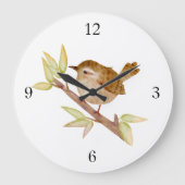 Wren Bird Wall Clock Grote Klok (Voorkant)