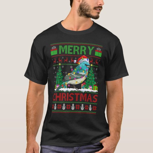 Wren Bird Xmas Tree Ugly Santa Wren Christmas T-shirt (Voorkant)
