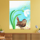 Wren Bird zingen Canvas Afdruk (Insitu (Woonkamer))
