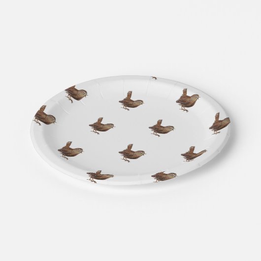 Wren Bird zingt luid en mooi lied Papieren Bordje (Gekanteld)