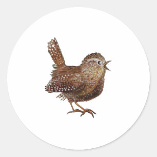 Wren Bird zingt luid en mooi lied Ronde Sticker