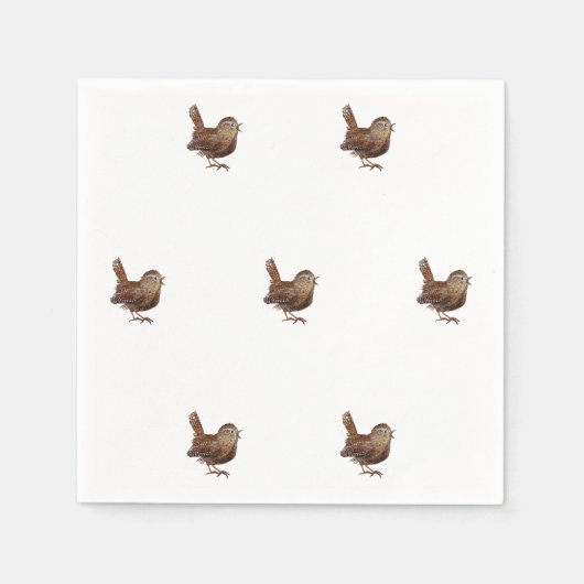 Wren Bird zingt luid en mooi lied Servet (Voorkant)