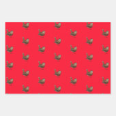 Wren Bird Zingt Vivid Red Inpakpapier Vel (Voorkant 3)