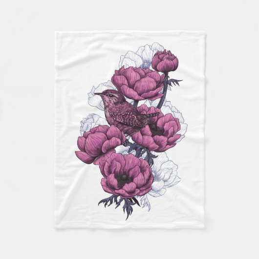 Wren bouquet fleece deken (Voorkant)
