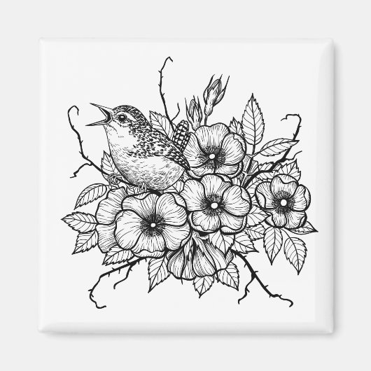 Wren bouquet magneet (Voorkant)