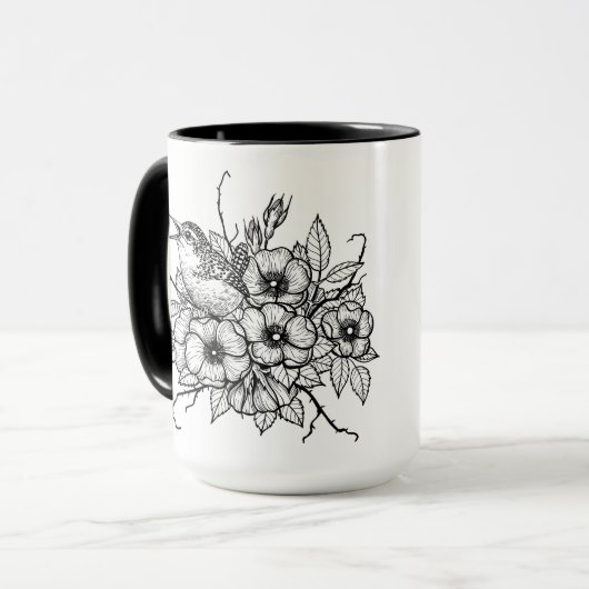 Wren bouquet mok (Voorkant links)