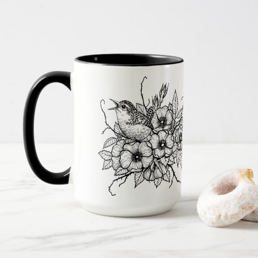 Wren bouquet mok (Met donut)