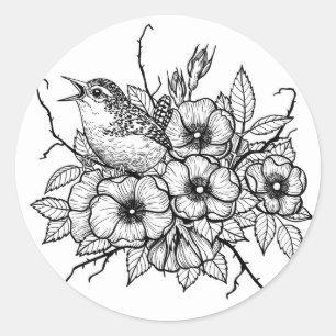 Wren bouquet ronde sticker