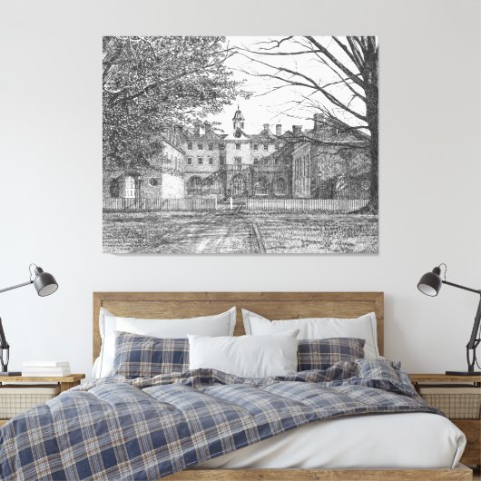 Wren Building, Williamsburg, Virginia Canvas Afdruk (Insitu (Slaapkamer))