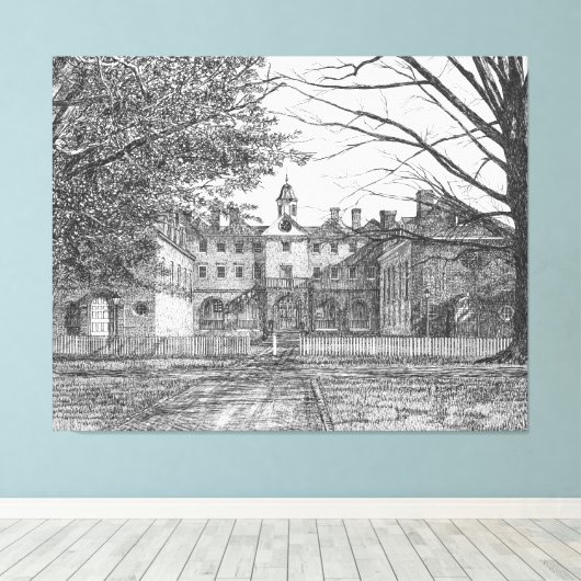 Wren Building, Williamsburg, Virginia Canvas Afdruk (Insitu (Houten vloer))