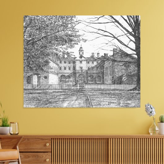 Wren Building, Williamsburg, Virginia Canvas Afdruk (Insitu (Woonkamer))