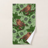 Wren en hellebore, lichtgroen bad handdoek (Handdoek)