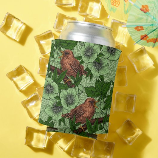 Wren en hellebore, lichtgroen blikjeskoeler (Insitu Zomer)