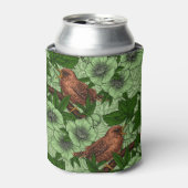 Wren en hellebore, lichtgroen blikjeskoeler (Blikje Voorkant)