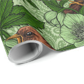 Wren en hellebore, lichtgroen cadeaupapier (Rol Hoek)