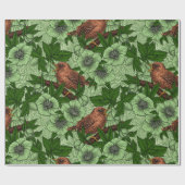 Wren en hellebore, lichtgroen cadeaupapier (Vlak)