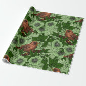Wren en hellebore, lichtgroen cadeaupapier (Uitgerold)