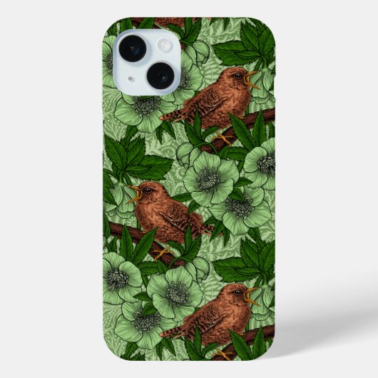 Wren en hellebore, lichtgroen Case-Mate iPhone case (Achterkant)