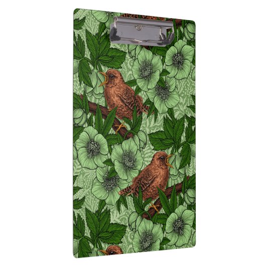 Wren en hellebore, lichtgroen klembord (Rechts)