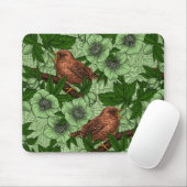 Wren en hellebore, lichtgroen muismat (Met muis)