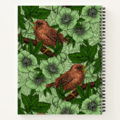 Wren en hellebore, lichtgroen notitieboek (Achterkant)