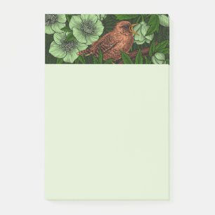Wren en hellebore, lichtgroen post-it® notes