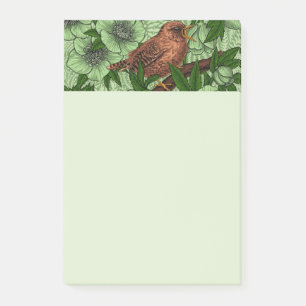 Wren en hellebore, lichtgroen post-it® notes