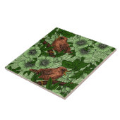 Wren en hellebore, lichtgroen tegeltje (Zijkant)