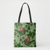 Wren en hellebore, lichtgroen tote bag (Voorkant)