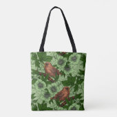 Wren en hellebore, lichtgroen tote bag (Achterkant)