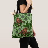 Wren en hellebore, lichtgroen tote bag (Dichtbij)