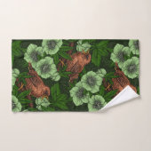Wren en hellebore op donkergroen bad handdoek (Handdoek)