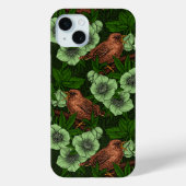 Wren en hellebore op donkergroen Case-Mate iPhone case (Achterkant)