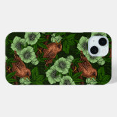 Wren en hellebore op donkergroen Case-Mate iPhone case (Achterkant (horizontaal))