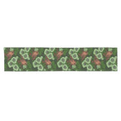 Wren en hellebore op donkergroen korte tafelloper (Horizontaal)