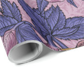 Wren en hellebore, roze en violet cadeaupapier (Rol Hoek)