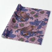 Wren en hellebore, roze en violet cadeaupapier (Uitgerold)