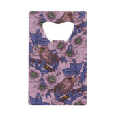 Wren en hellebore, roze en violet creditkaart flessenopener (Voorkant)