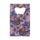 Wren en hellebore, roze en violet creditkaart flessenopener (Achterkant)