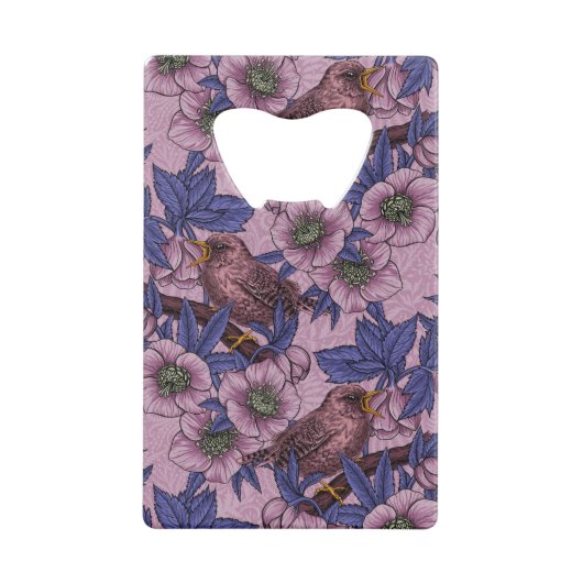 Wren en hellebore, roze en violet creditkaart flessenopener (Achterkant)