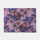 Wren en hellebore, roze en violet deurmat (Voorkant)