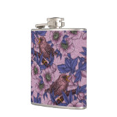 Wren en hellebore, roze en violet heupfles (Links)