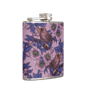 Wren en hellebore, roze en violet heupfles (Rechts)