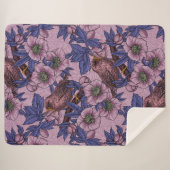 Wren en hellebore, roze en violet sherpa deken (Voorkant (horizontaal))