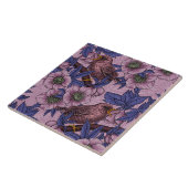 Wren en hellebore, roze en violet tegeltje (Zijkant)