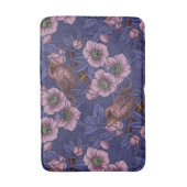 Wren en helleboren, violet en roze badmat (Voorkant Verticaal)