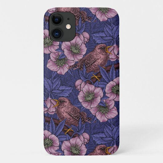 Wren en helleboren, violet en roze Case-Mate iPhone case (Achterkant)