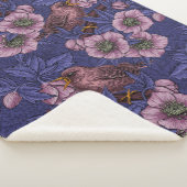 Wren en helleboren, violet en roze sherpa deken (3/4)